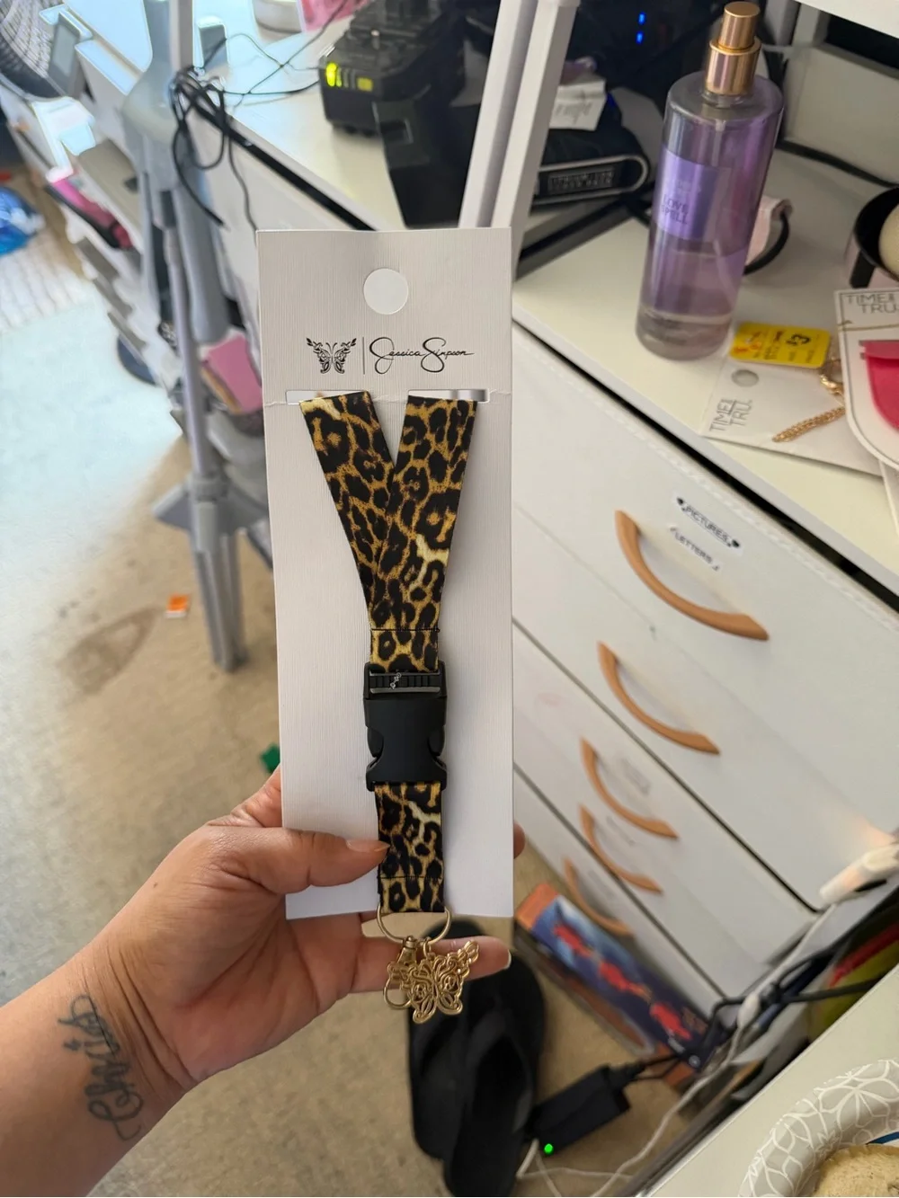 Jessica Simpson Kids Leopard Print Lanyard - Yellow Brown Black